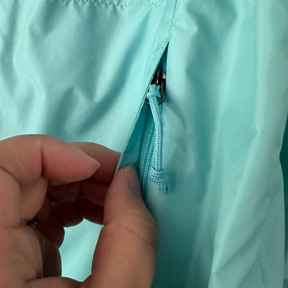 COLUMBIA LIGHTWEIGHT WINDBREAKER RAIN JACKET TEAL BLUE MEDIUM-FLAW - Picture 4 of 11